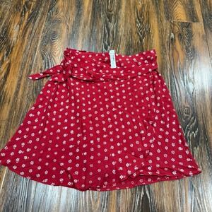 NWT‎ Madewell Wrap Mini Skirt in Bandana Flower Size 2 / Small Red XS S